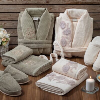 ست عروس داماد دوقلو ۱۰ تیکه یقه گلدوزی و ناویداد